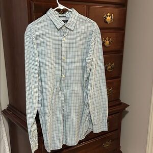 Banana Republic Light Blue & Green Checked Dress Shirt
